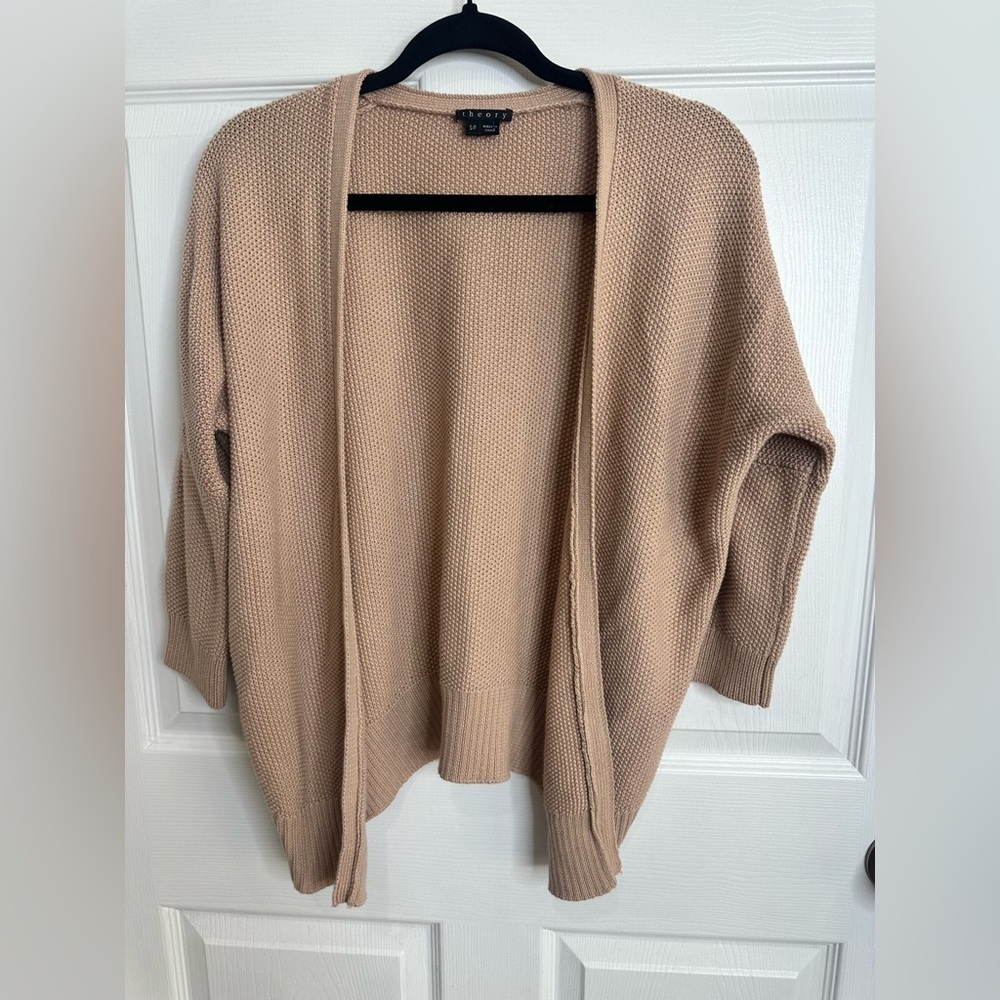 Blush Theory Hyori Cashmere Cotton Blend Waffle Knit Open Front Cardigan Size S